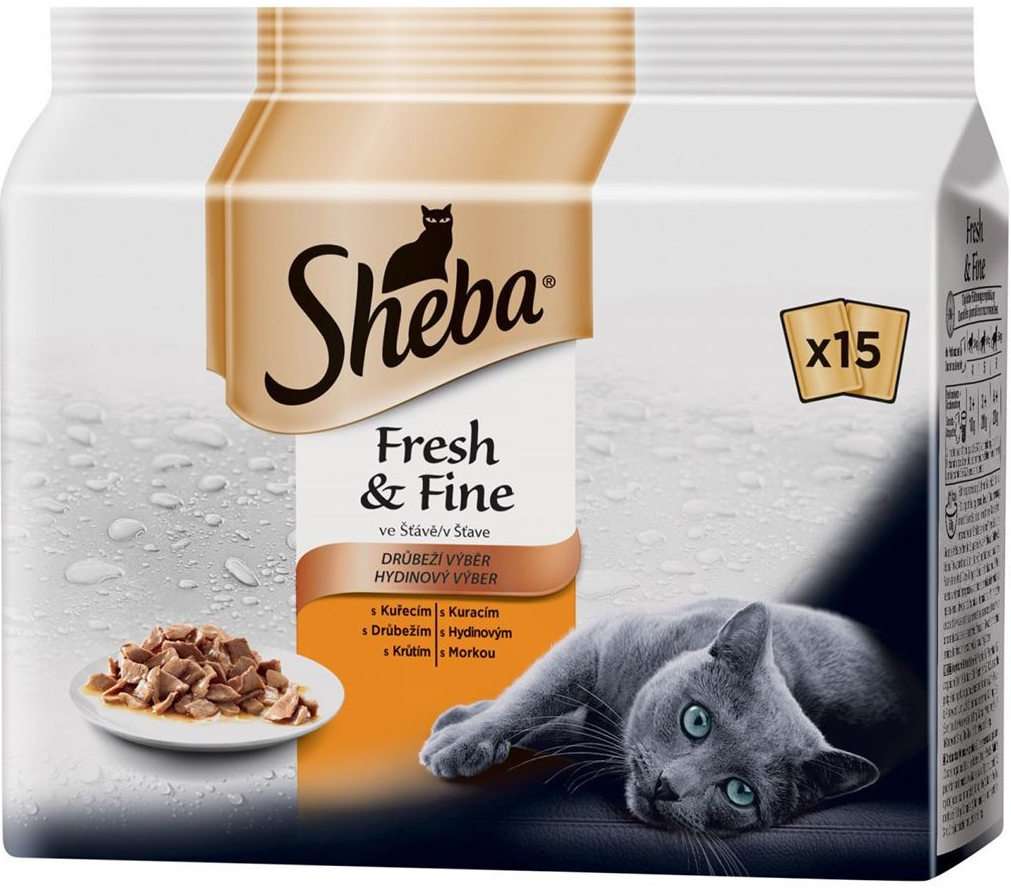 Sheba Fresh & Fine Drůbeží výběr ve šťávě 15 x 50 g
