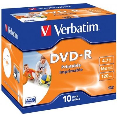 Verbatim DVD-R 4,7GB 16x, printable, jewel, 1ks (43521) – Hledejceny.cz