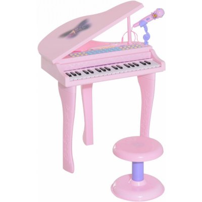 Goleto Dětské piano s mikrofonem a taburetem růžové
