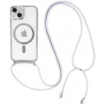 SES MagSafe silikonový se šňůrkou pro Apple iPhone 15 stříbrný 17186 – Zboží Mobilmania