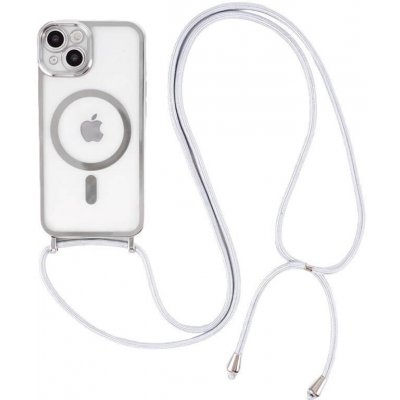 SES MagSafe silikonový se šňůrkou pro Apple iPhone 15 stříbrný 17186 – Zboží Mobilmania
