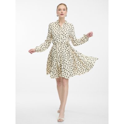 ORSAY Zeleno-krémové dámské košilové midi šaty – Zboží Mobilmania