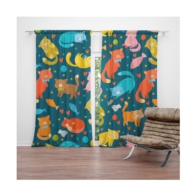 Sablio Závěs Kočky s rybkami: 2ks 140x250cm – Hledejceny.cz