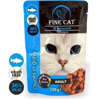 Fine Cat grain free cat s lososem v omáčce 100 g