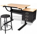 vidaXL Náklopný kreslicí stůl s židlí a třemi zásuvkami 20088 – Zboží Dáma