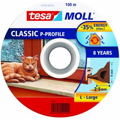 Tesamoll Gumové těsnění na okna a dveře P profil, široké 2-5 mm bílá, 100 m x 9 x 5,5 mm – Hledejceny.cz