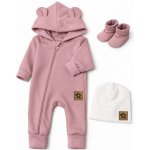 Baby Nellys Rostoucí oteplený overál s čepičkou a botičkami 3D pudrově růžová – Hledejceny.cz
