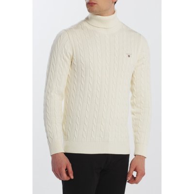 Gant Cotton Cable Turtle Neck bílá – Zboží Mobilmania