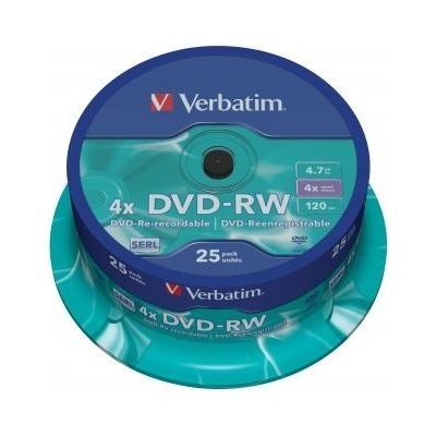 Verbatim DVD-RW 4,7GB 4x, spindle, 25ks (43639) – Hledejceny.cz