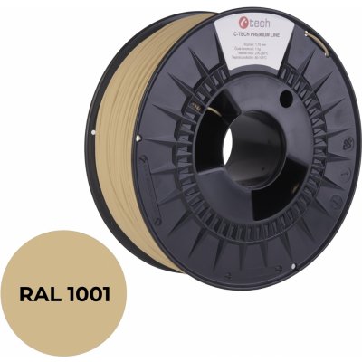 C-Tech Premium Line PLA, béžová, RAL1001, 1,75mm, 1kg (3DF-P-PLA1.75-1001) – Zbozi.Blesk.cz