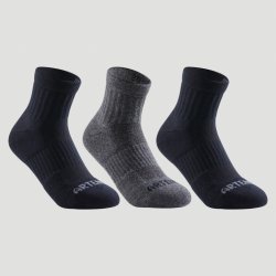 Artengo Dětské polovysoké tenisové ponožky RS500 černé a šedé 3 páry