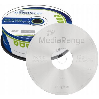 MediaRange DVD-R 4,7GB 16x, spindle, 25ks (MR403) – Zboží Mobilmania
