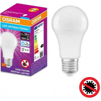 Osram LED žárovka LED E27 A60 13W = 100W 1521lm 6500K Studená bílá 200° antibakteriální OSRANT0045 – Zboží Mobilmania