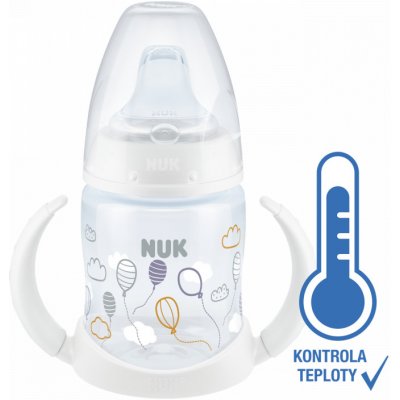 Nuk First Choice lahev na účení s kontrolou teploty 150 ml bílá balónky – Zbozi.Blesk.cz