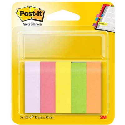 Záložky Post-it 670/5 neon, 15x50 mm, 5x100 lístků – Hledejceny.cz