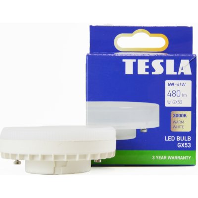 TESLA lighting Tesla LED žárovka, GX53, 6W, 230V, 480lm, 25 000h, 3000K teplá bílá, 110st – Hledejceny.cz