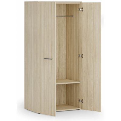 Primo Kancelářská šatní skříň WOOD, 1 police, šatní tyč, 1781 x 800 x 500 mm, dub přírodní – Sleviste.cz