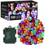 SPRINGOS LED světelný řetěz 10m 100LED 8 funkcí ovladač 3xAA IP44 multicolor – Hledejceny.cz
