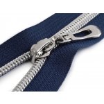 Spirálový zip se stříbrnými zoubky šíře 7 mm délka 50 cm, malé, 330 modrá tmavá – Zboží Mobilmania