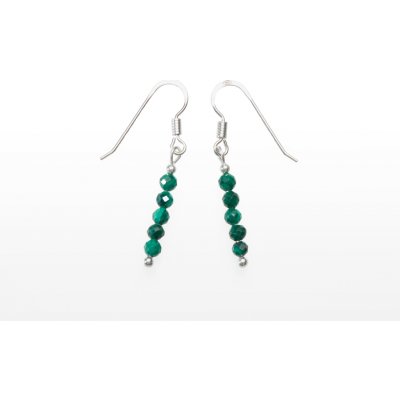 SVĚT KAMENŮ s.r.o. Stříbrné náušnice malachit fazetovaný 3 mm 00256759 – Zboží Mobilmania