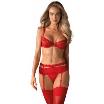 Sexy souprava měkký materiál nastavitelná ramínka kostice Červená
