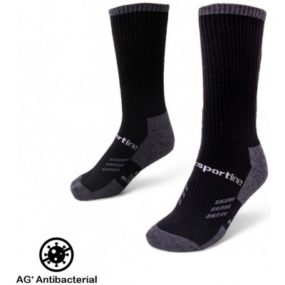 Merino vyšší ponožky inSPORTline Meritic Crew AG+ antibakteriální černo-šedá – Sleviste.cz