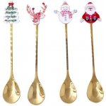 Toro Design LŽIČKA ČAJOVÁ VÁNOČNÍ MIX 13,9X2,3CM ZLATÁ 4 ks – Zboží Mobilmania