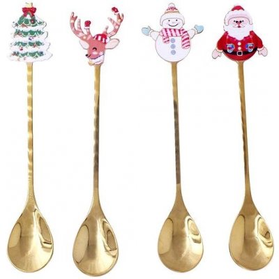 Toro Design LŽIČKA ČAJOVÁ VÁNOČNÍ MIX 13,9X2,3CM ZLATÁ 4 ks – Zboží Mobilmania