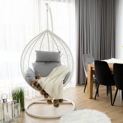 Zahradní houpací závěsné křeslo z technorattanu Fabien White PATIO 47151 – Hledejceny.cz