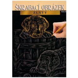 Artlover Škrabací obrázek zlatý Štěňátka