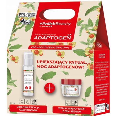 Floslek PEČUJÍCÍ SADA ADAPTOGEN byliny a adaptogeny PRO AGE Bylinná adaptogenní esence Posilující denní krém s ženšenem 30 ml 50 ml – Zbozi.Blesk.cz