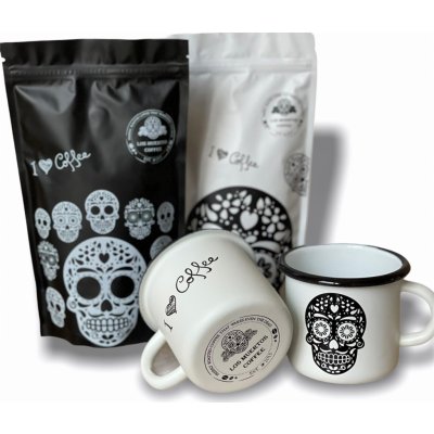 Los Muertos Dárkové balení káva a 2 plecháčky 0,3 l zrnková 2 x 250 g – Hledejceny.cz