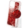 Pouzdro a kryt na mobilní telefon Apple Pouzdro 1Mcz Liquid Heart Sparkle s přesépacím efektem třpytek Apple iPhone 13 mini červené