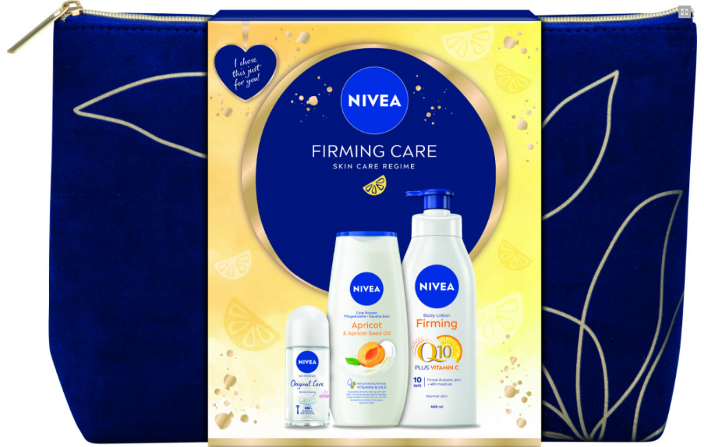 Nivea Q10 Care Sprchový gel 250 ml + tělové mléko 400 ml + roll-on 50 ml + kosmetická taška