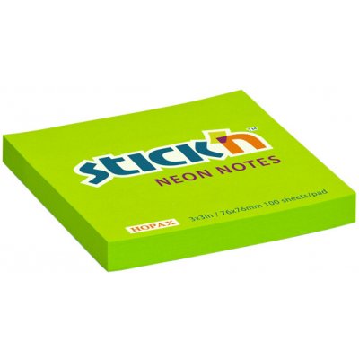 Bloček samolepicí 76x76 mm, zelený neon, 100 lístků – Hledejceny.cz