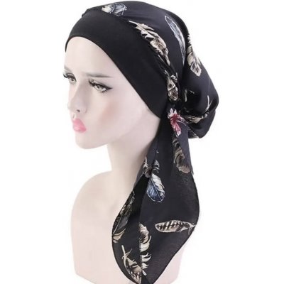 šátek na hlavu černý s peřím – Zboží Mobilmania
