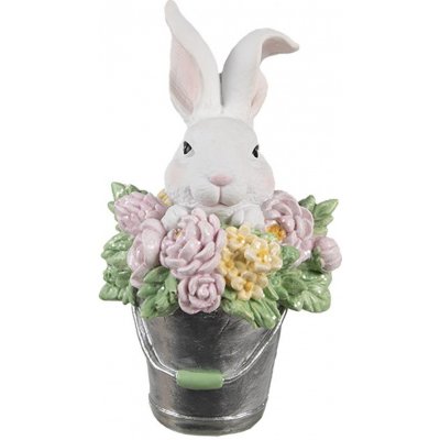 Jarní dekorace králíček v květech v kyblíčku 8*9*15 cm – Hledejceny.cz