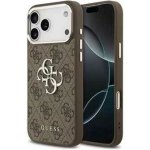 Guess PU 4G Metal Logo Zadní Kryt pro iPhone 17 Pro Max Silver Brown – Zboží Mobilmania