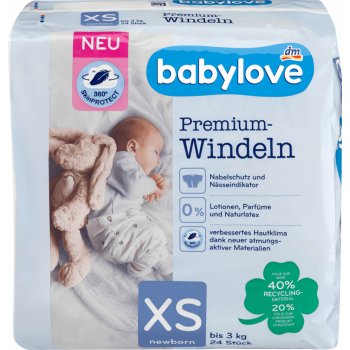 Babylove Premium extra měkké XS Newborn do 3 kg 24 ks