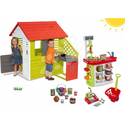Smoby set domeček Pretty Nature s letní kuchyňkou a obchod Supershop s potravinami a košíkem 810702-41 – Hledejceny.cz