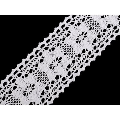 Bavlněná krajka / vsadka paličkovaná jemná šíře 50 mm bílá 13.5m – Zboží Dáma
