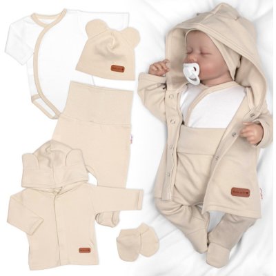 Bavlněná souprava pro miminko do porodnice 5D Made with love béžová – Zboží Dáma