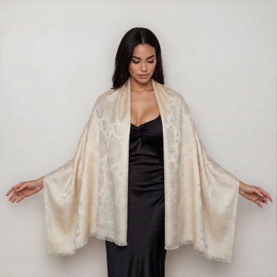 Classic Scarf šála smetanová a zlatý lurex – Zboží Dáma