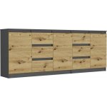 Framire Sada komod antracit mix artisan 200 x 76 x 33 cm R-200-S6 – Zboží Mobilmania