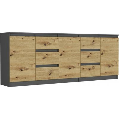 Framire Sada komod antracit mix artisan 200 x 76 x 33 cm R-200-S6 – Zboží Mobilmania