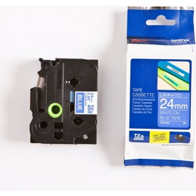 Páska Brother TZE-555, 24mm, modrá/bílá, laminovaná, délka 8m – Zboží Živě