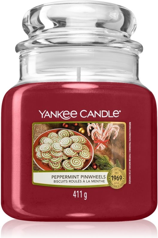 Bougie parfumée Yankee Candle taille moyenne Pinwheels à la menthe