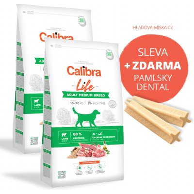 Calibra Dog Life Adult Medium Breed Lamb 2x12kg +ZDARMA Dental tyčky XXL