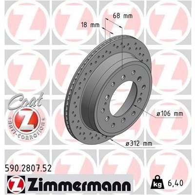 ZIMMERMANN Brzdový kotouč SPORT COAT Z - 312 mm ZIM 590.2807.52 | Zboží Auto