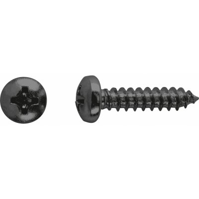 Vrut do plechu s půlkulatou hlavou PH2 plný závit černě pozink. 4,8x19 mm, 12 ks – Hledejceny.cz